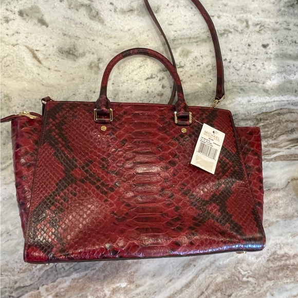 MICHAEL KORS Cinnabar Anaconda Selma Large Tote Purse - Picture 15 of 16